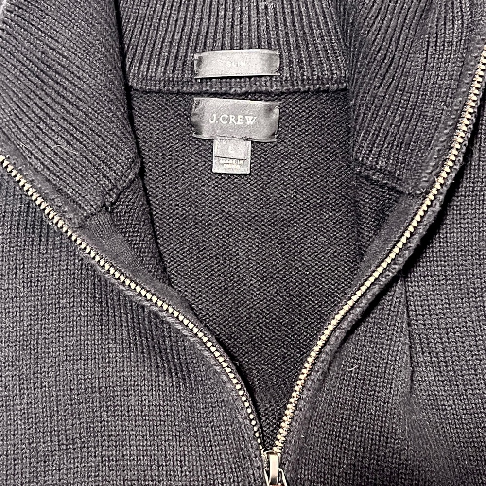 J.Crew 1/4 Zip Cotton-Blend Sweater - Black - Picture 3 of 4